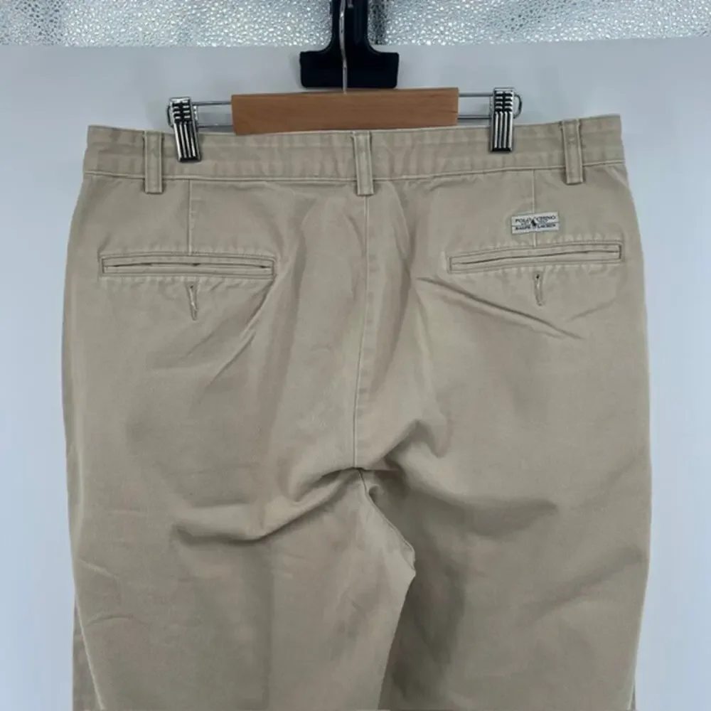 VTG Polo Ralph Lauren Hammond Chino Pants Mens 33x34 (33x32) Pleated Cuffed Hem